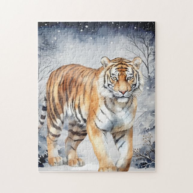 Tiger hunting at night jigsaw puzzle (Vertical)