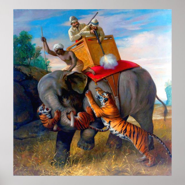Tiger Hunting Briton Rivière 1920 Poster (Front)