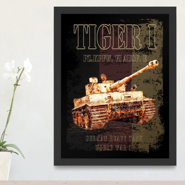 Tiger I German Heavy Tank WWII with Germany Flag Photo Print (Creator Uploaded)