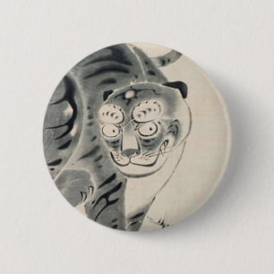 Tiger Illustration by Ito Jakuchu 6 Cm Round Badge