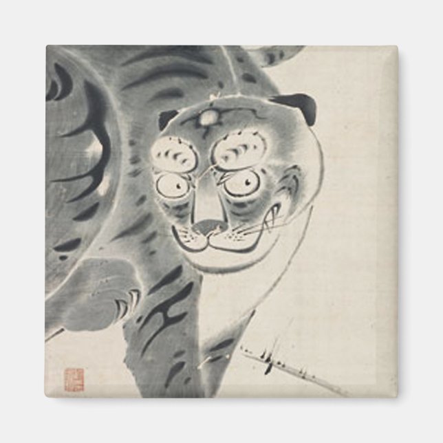 Tiger Illustration by Ito Jakuchu Magnet (Front)