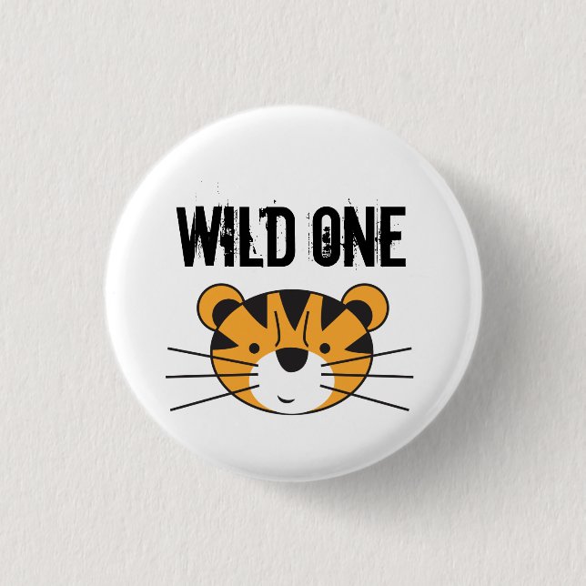 Tiger Illustration Wild one Safari birthday party 3 Cm Round Badge (Front)