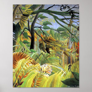 Tiger in a tropical storm by Henri Rousseau Poster