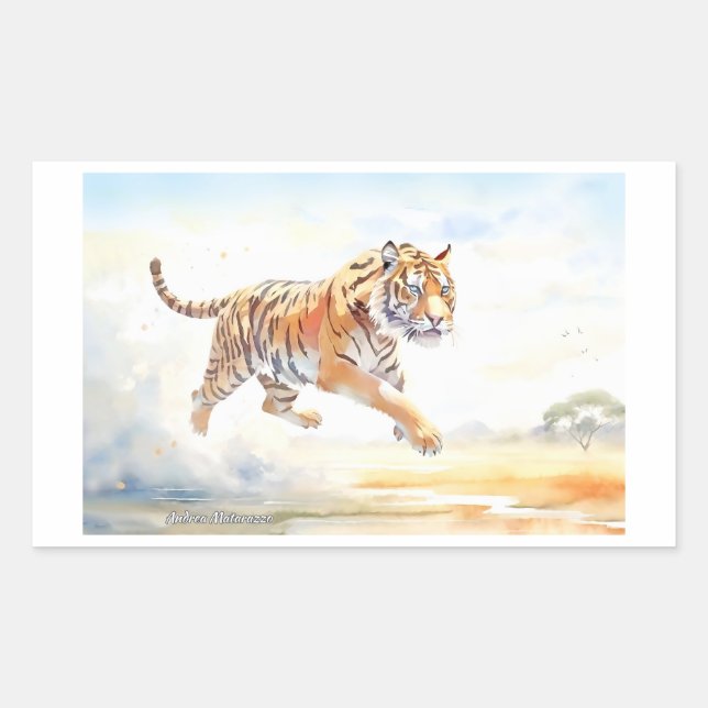 Tiger in Action 3  Rectangular Sticker (Front)