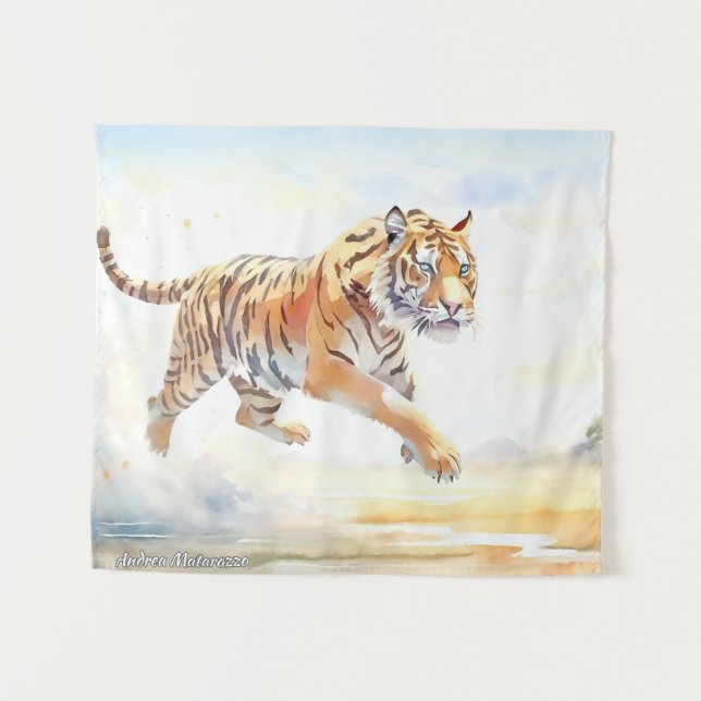 Tiger in Action 3  Tapestry (Front (Horizontal))