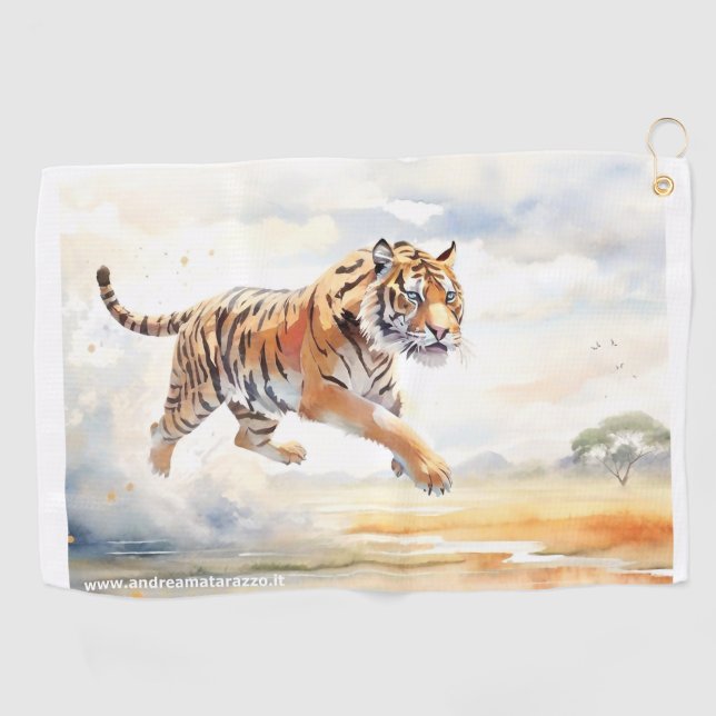 Tiger in Action Golf Towel (Horizontal)