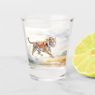 Tiger in Action Shot Glass