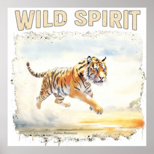 Tiger in Action - Wild Spirit Poster