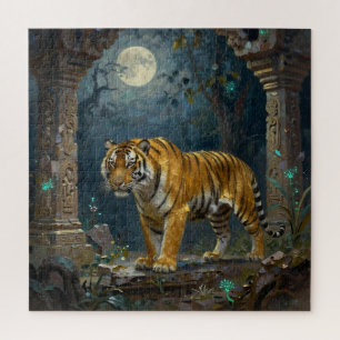 Tiger in Ancient Dunes under the Full Moon Jigsaw Puzzle