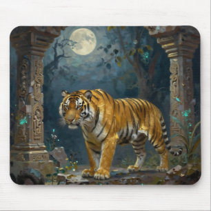 Tiger in Ancient Dunes under the Full Moon Mouse Pad