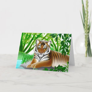 Tiger in Bamboo Jungle Greeting Card