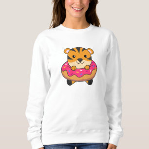 Tiger In Donut Cute Animals For Children In Donuts Sweatshirt