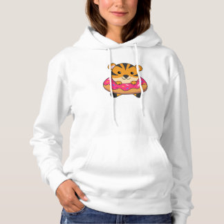 Tiger In Doughnut Cute Animals For Children In Dou Hoodie