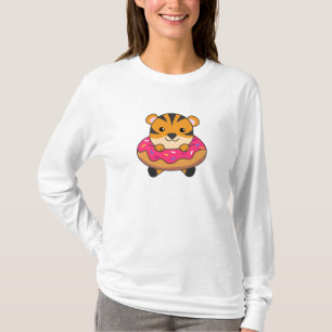 Tiger In Doughnut Cute Animals For Children In Dou T-Shirt