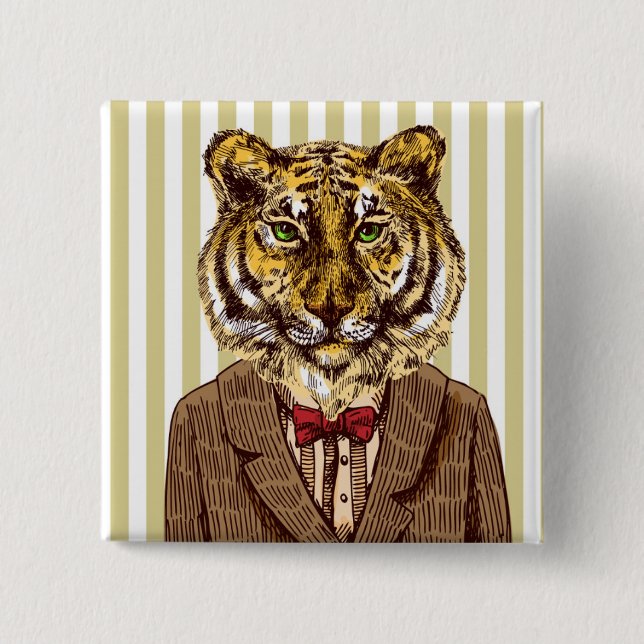 Tiger In Evening Wear 15 Cm Square Badge (Front)