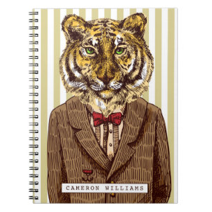 Tiger In Evening Wear   Add Your Name Notebook