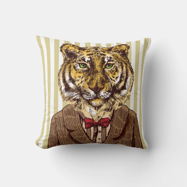 Tiger In Evening Wear Cushion (Front)