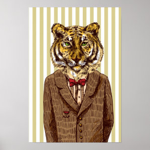 Tiger In Evening Wear Poster