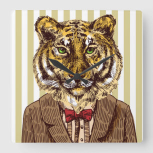 Tiger In Evening Wear Square Wall Clock