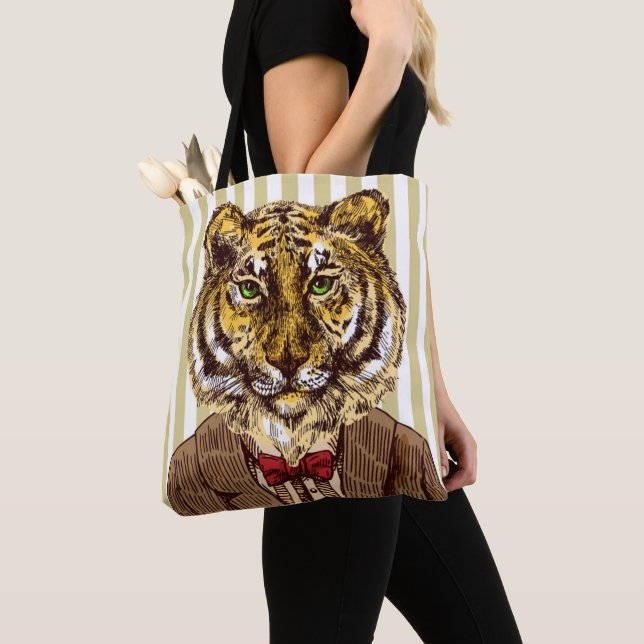 Tiger In Evening Wear Tote Bag (Close Up)
