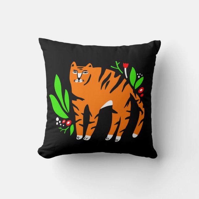 Tiger in flowers cushion (Front)