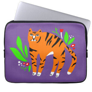 Tiger in flowers laptop sleeve