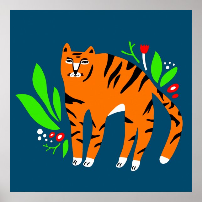 Tiger in flowers poster (Front)
