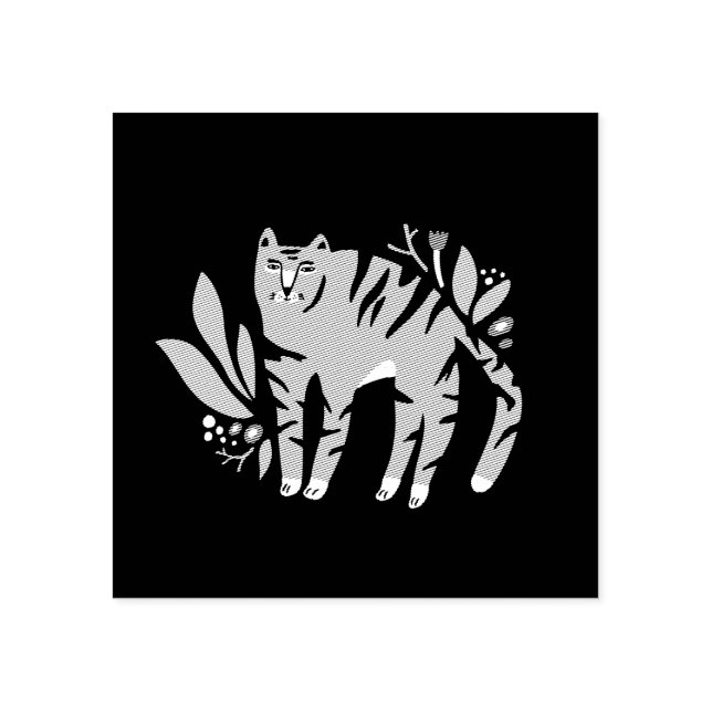 Tiger in flowers rubber stamp (Imprint)