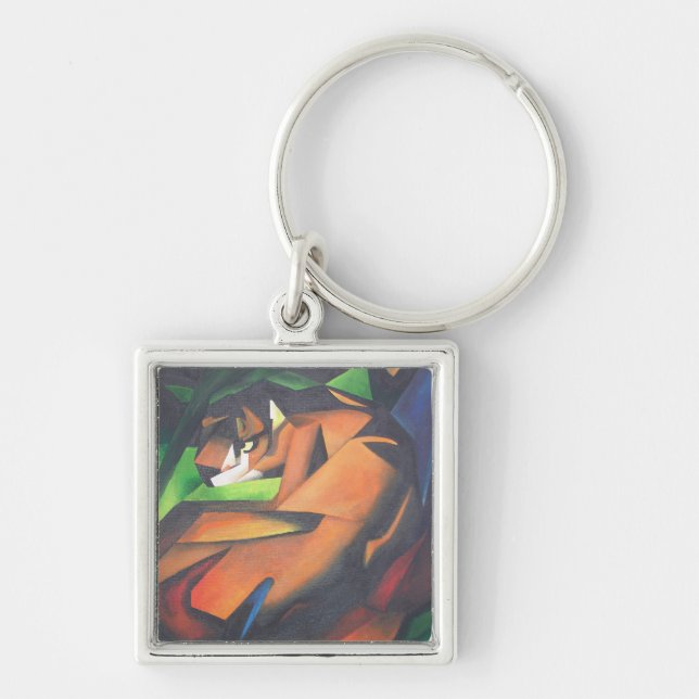 Tiger In Geometric Art Style Franz Marc Key Ring (Front)