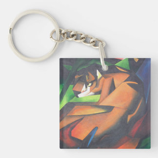 Tiger In Geometric Art Style Franz Marc Key Ring