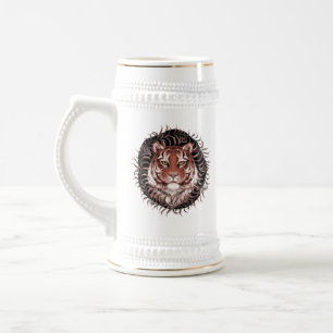 Tiger in grass beer stein