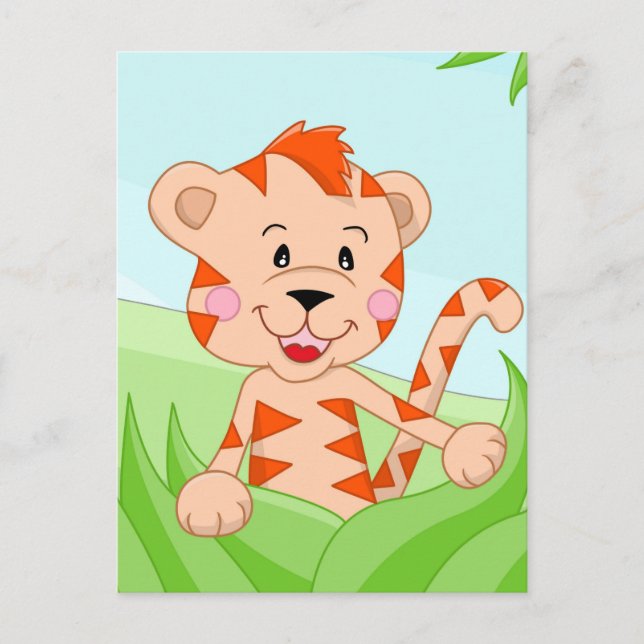 Tiger in grass postcard (Front)