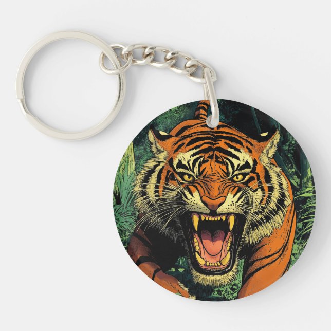 Tiger in jungle key ring (Front)