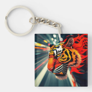 tiger in motion key ring