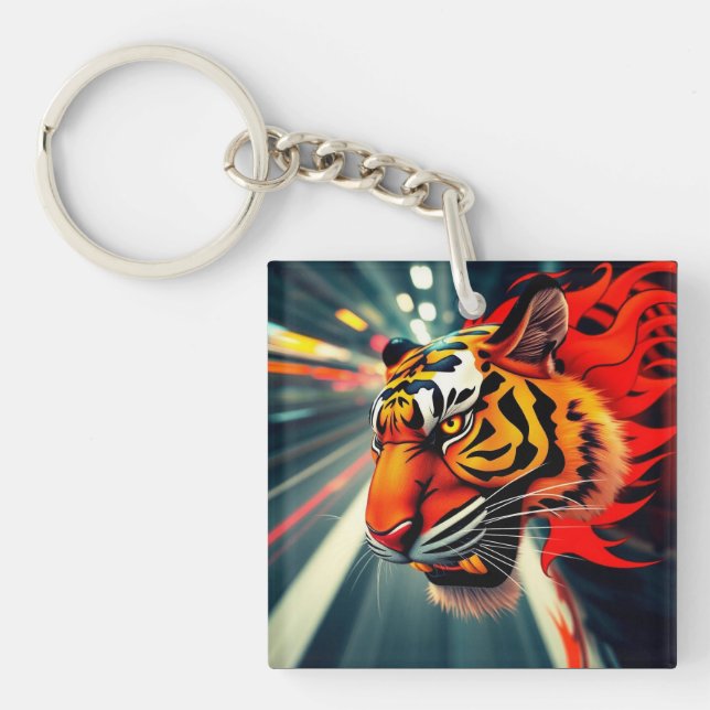 tiger in motion key ring (Front)