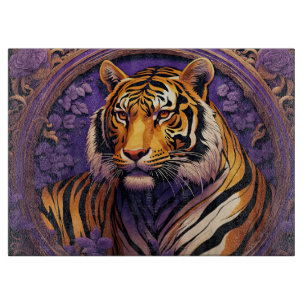 Tiger in purple cutting board