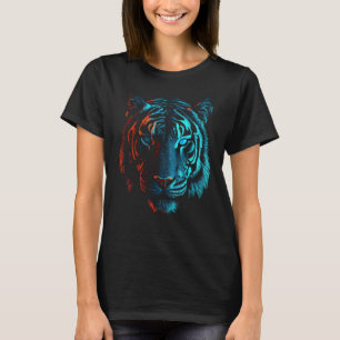 Tiger in Red and Blue - Animal Art Tiger T-Shirt