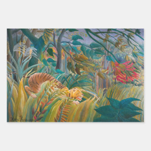 Tiger in Storm Tropical Forest Exotic Jungle Wrapping Paper Sheet