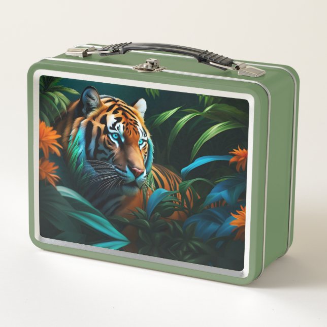 Tiger In the jungle Metal Lunchbox (Front)