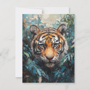Tiger in the Jungle Portrait Painting Postcard