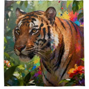 Tiger in the Jungle Shower Curtain