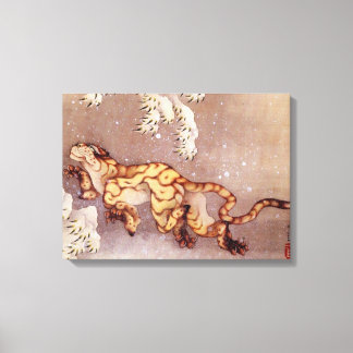 Tiger in the snow by Hokusai Canvas Print