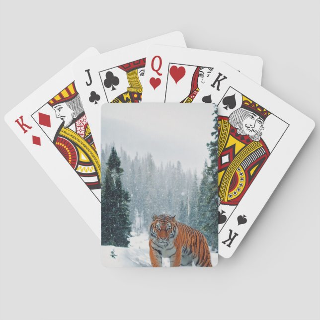 tiger in the snow playing cards (Back)