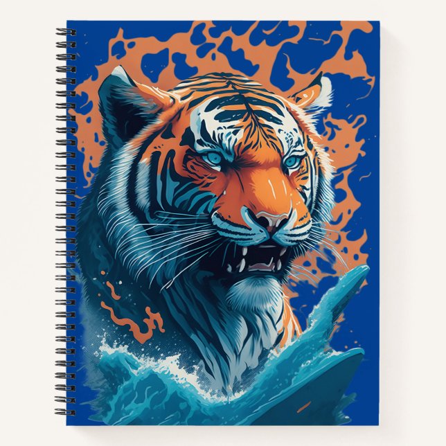 Tiger in water, cool Notebook for school (Front)