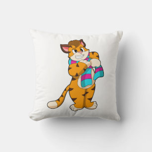 Tiger in Winter with Scarf Cushion