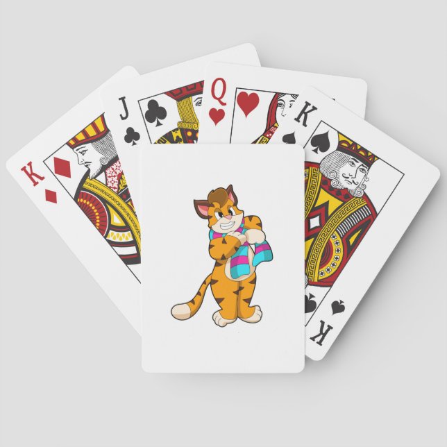Tiger in Winter with Scarf Playing Cards (Back)