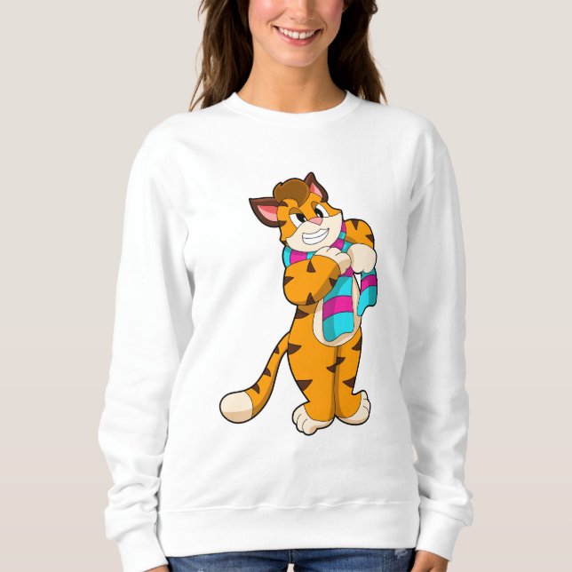 Tiger in Winter with Scarf Sweatshirt (Front)