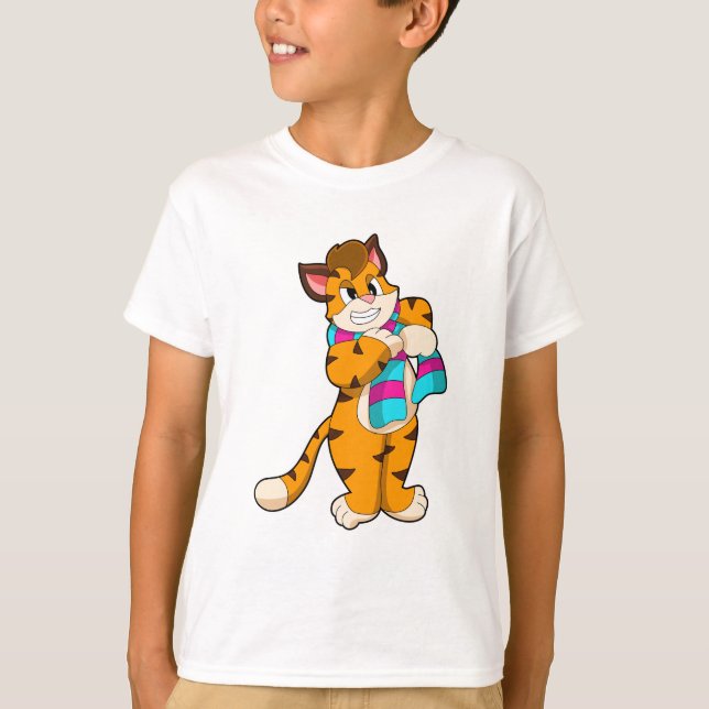 Tiger in Winter with Scarf T-Shirt (Front)