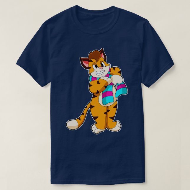 Tiger in Winter with Scarf T-Shirt (Design Front)