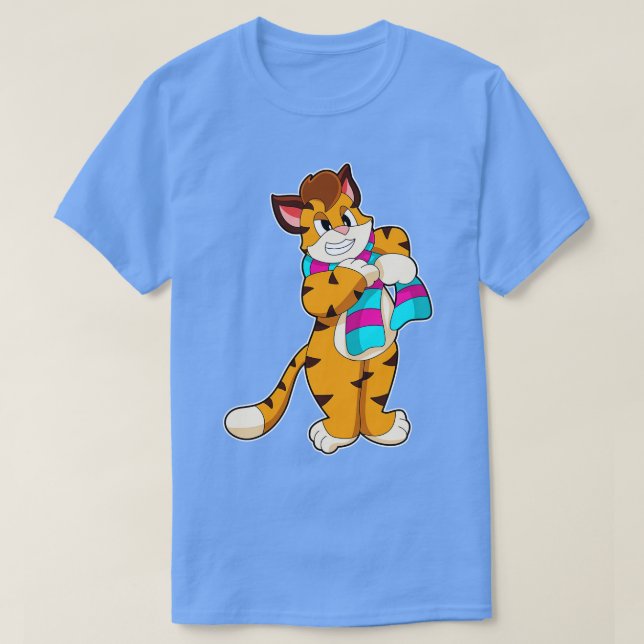Tiger in Winter with Scarf T-Shirt (Design Front)